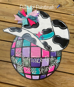 Disco Cowgirl Door Hanger