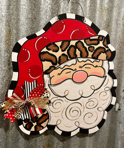 Leopard Santa Door Hanger