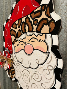 Leopard Santa Door Hanger