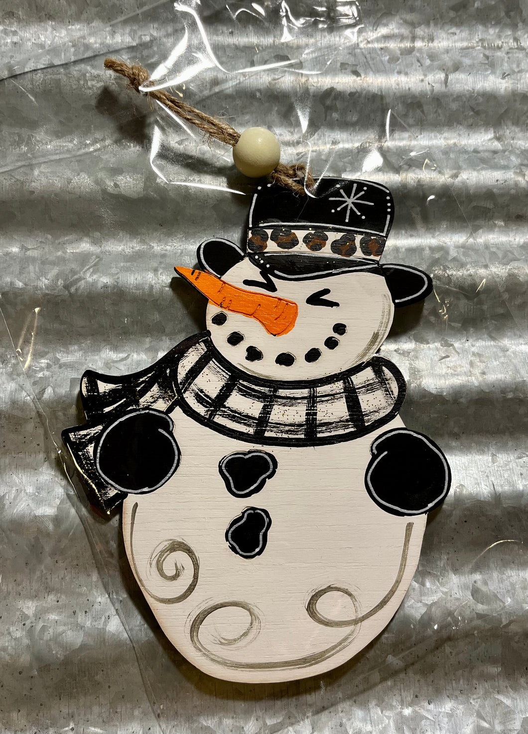 6” Black & White Snowman ornament