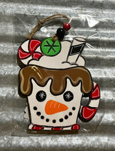 Load image into Gallery viewer, 6” Snowman Cocoa Mug Ornament
