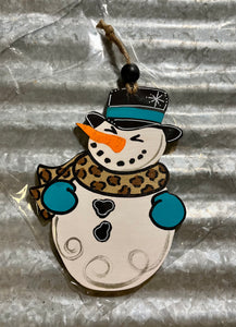 6” Leopard Snowman ornament