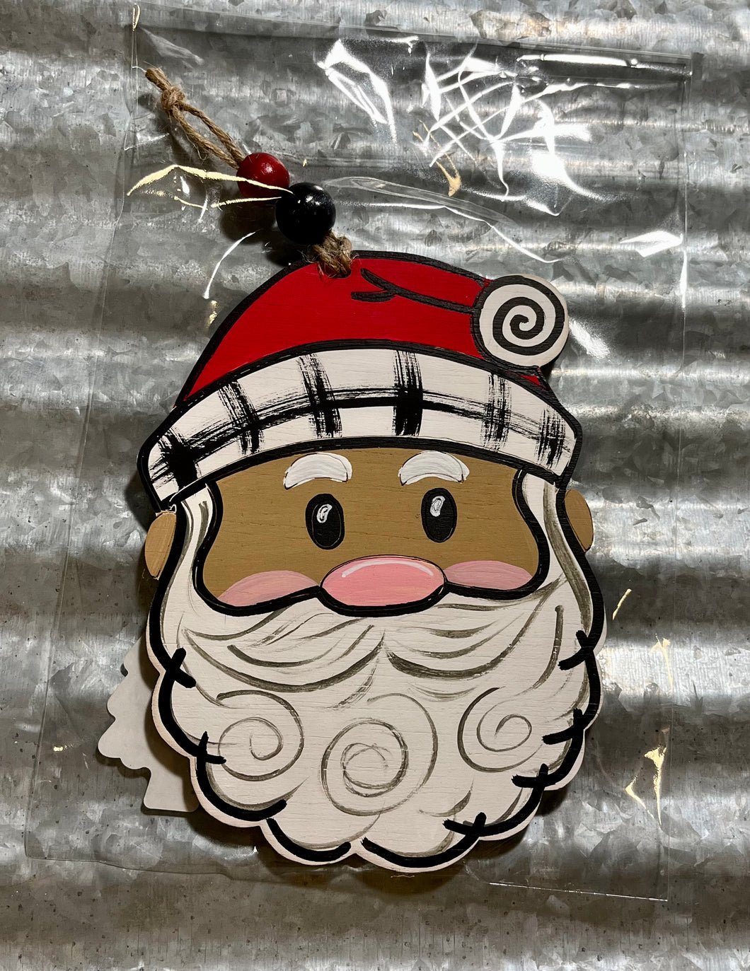 6” Santa Brown Ornament