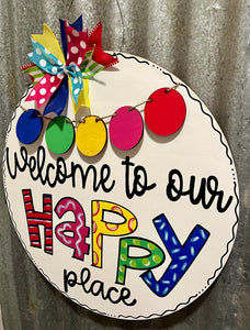 Happy Place Round Door Hanger