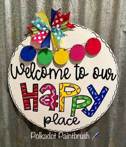 Happy Place Round Door Hanger