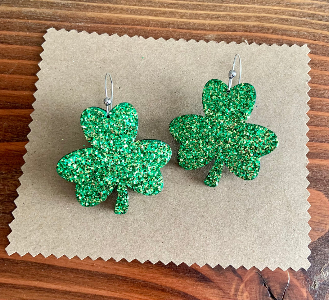 Glitter Clover Earrings