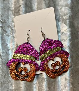 Glitter Jack O Lantern Earrings